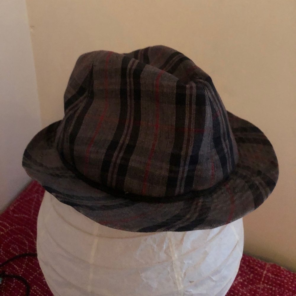 Paul Smith plaid fedora. 100% linen. Sz L